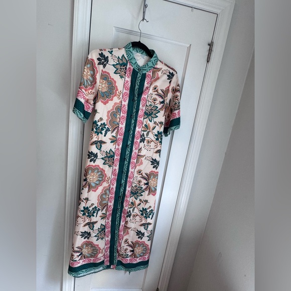 Zimmermann Dresses & Skirts - 🌸 Zimmermann Style Floral Shirt Dress – GUC – Belted Midi with Mandarin Collar